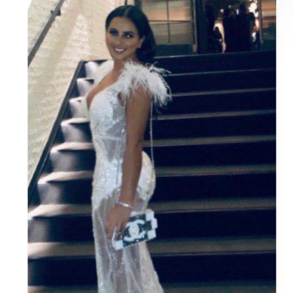 Stunning White and Silver Long Gown - Portia & Scarlett - size 6 - worn once.